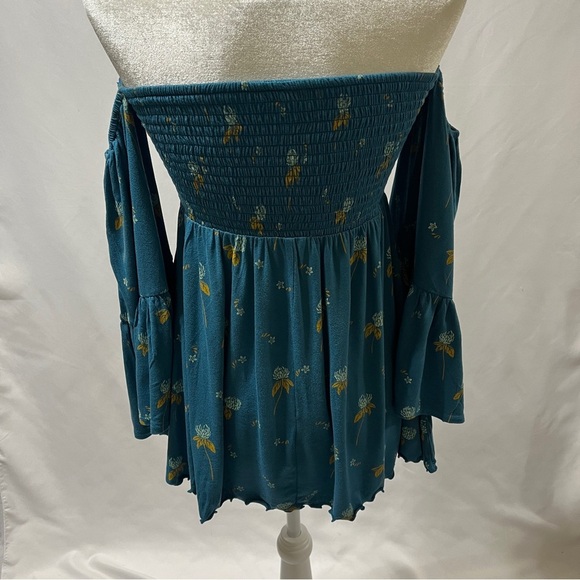 FREE PEOPLE Lana Smocked Tunic Mermaid Combo Color Size X-Small Boho - Picture 4 of 11